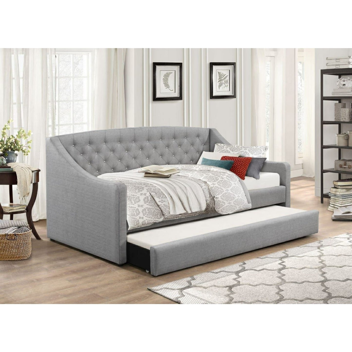 Aurora - Boucle Daybed With Trundle - Grey