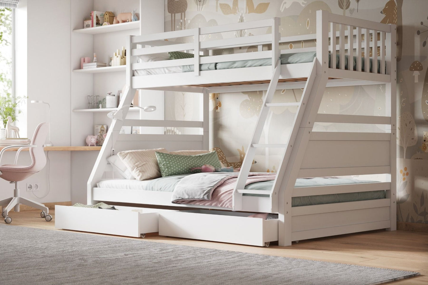 Ollie - Triple Bunk Bed - With Drawers