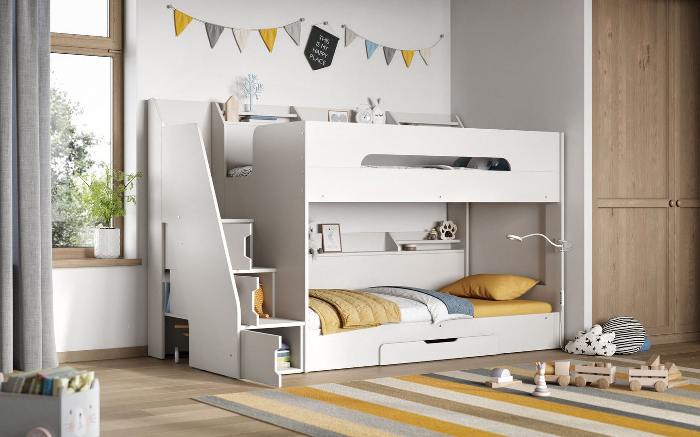 Slick - Staircase Bunk With Storage - White