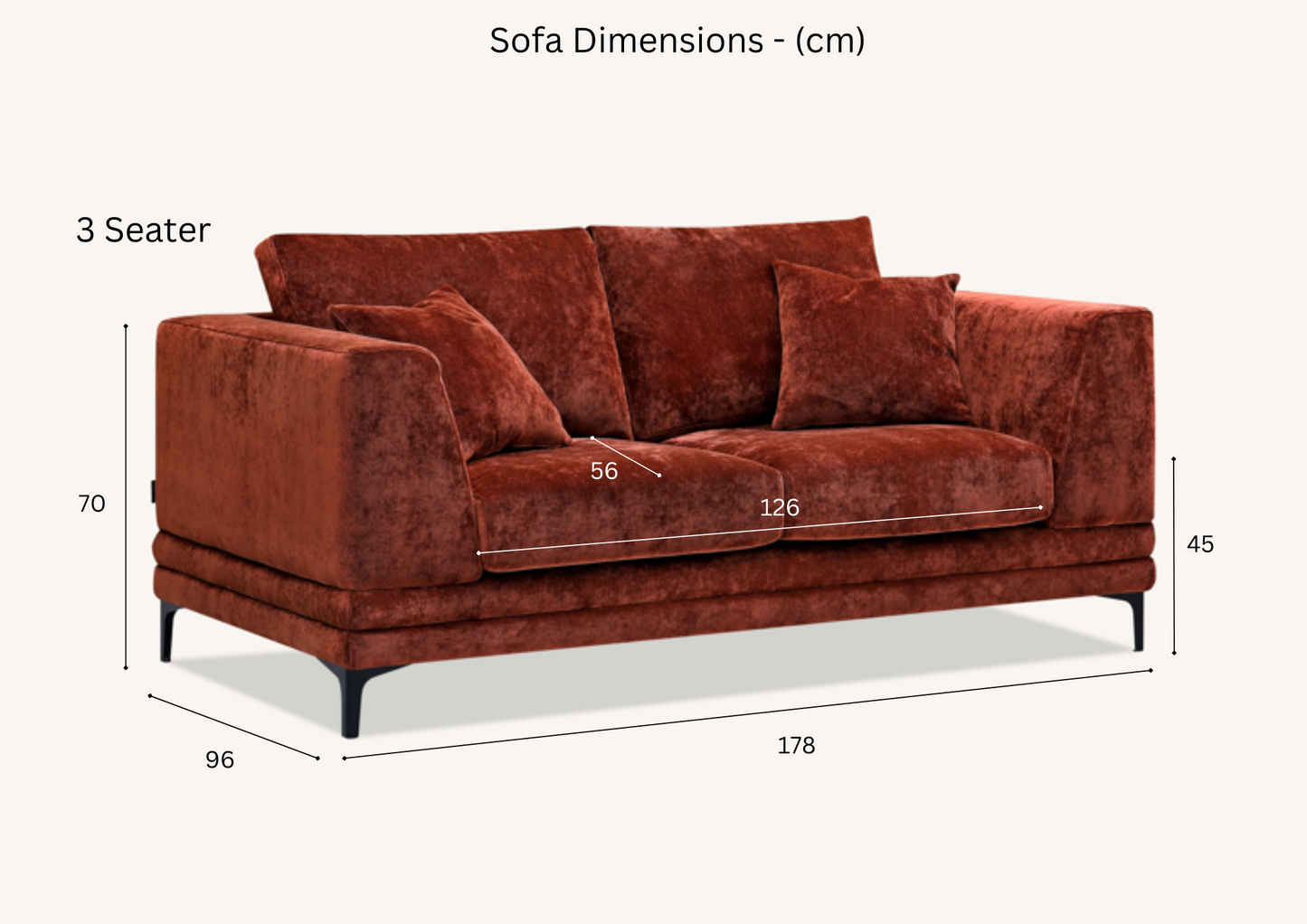 Aluxo - Lenox Sofa Range in Rust Velvet