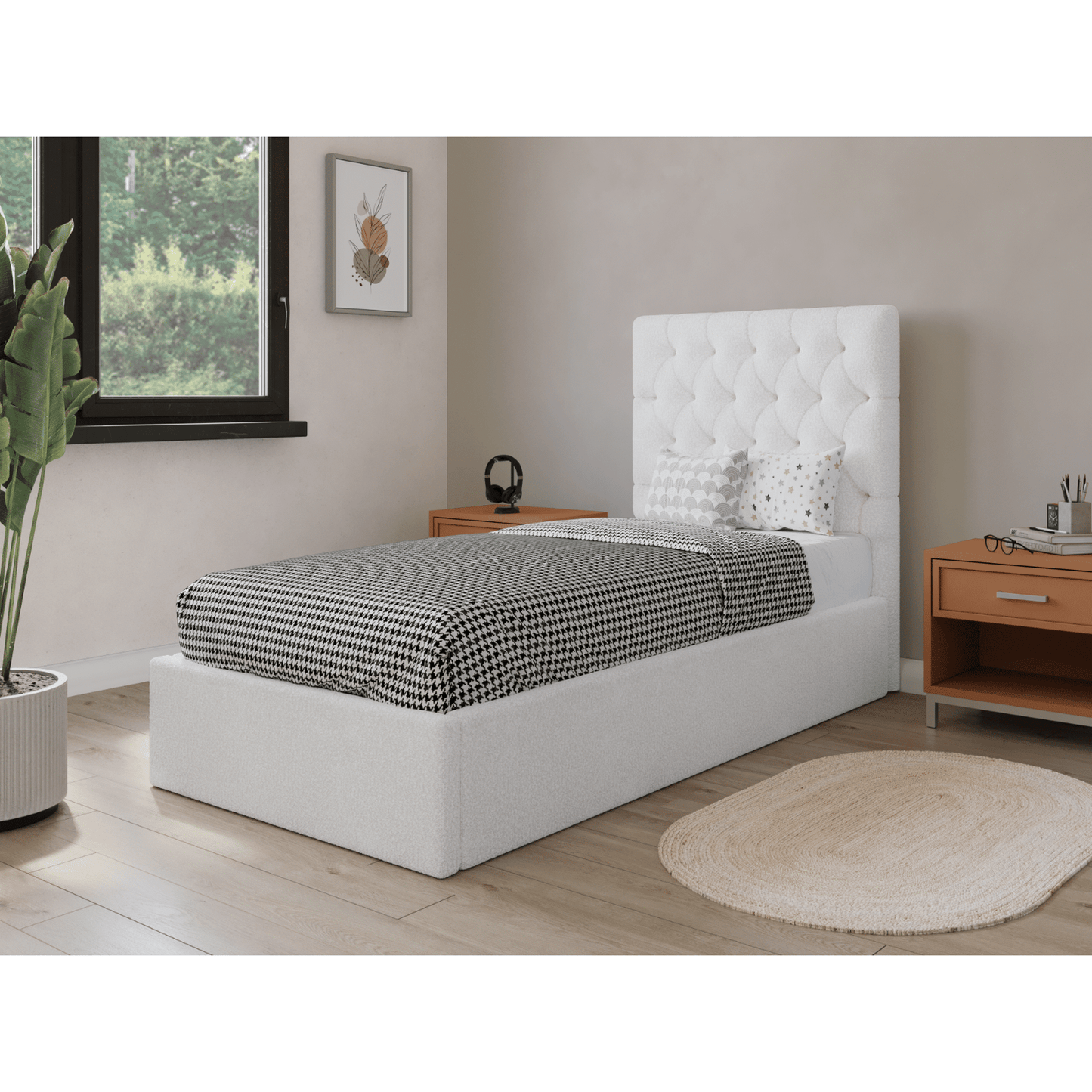 Milan - Boucle - Single Bed - Cream