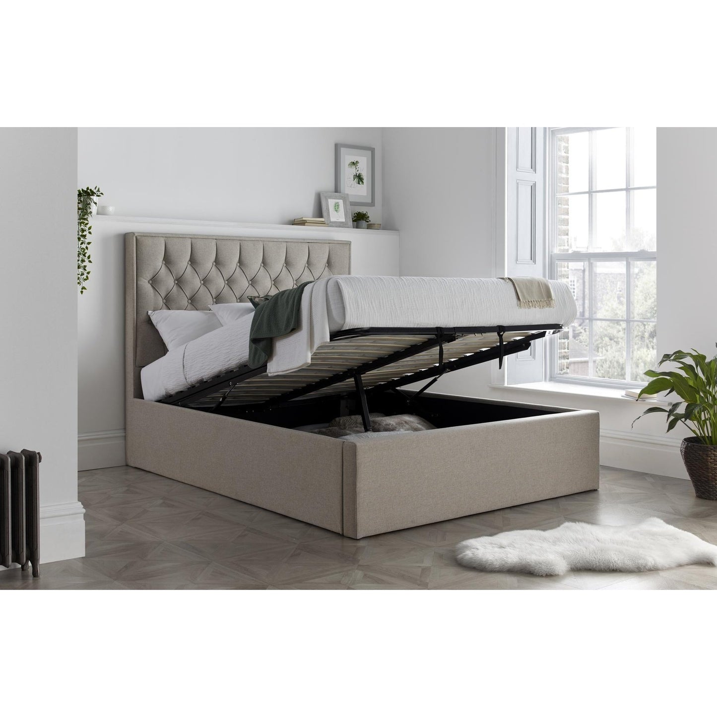 Wilson - Fabric Ottoman Bed - Oatmeal