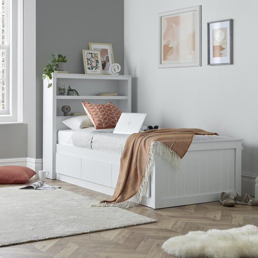 Enzo - Wooden 3 Drawer - Storage Bed - White