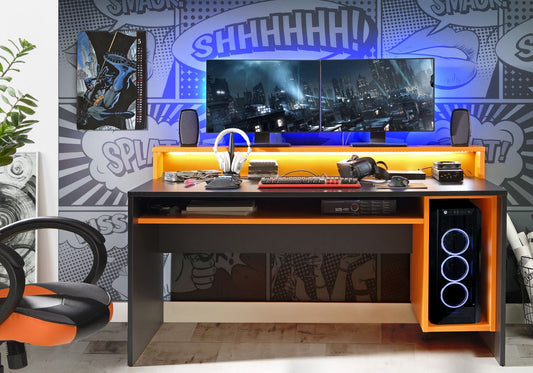 Power Y - LED Gaming Desk - Black/Orange