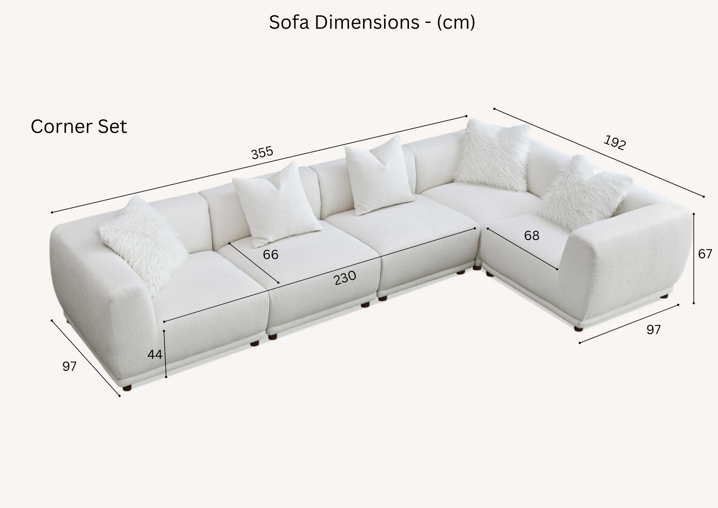 Aluxo - Lottie Modular Corner Group in Polar Boucle