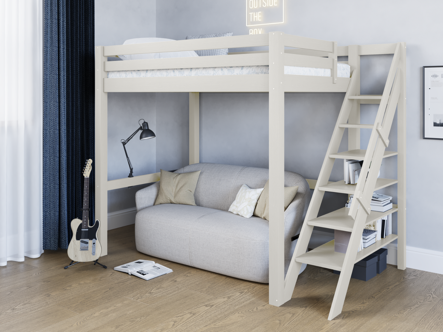 Studio - Loft Bed Double - White