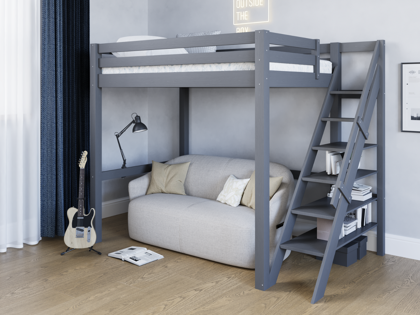 Studio - Loft Bed Double - White