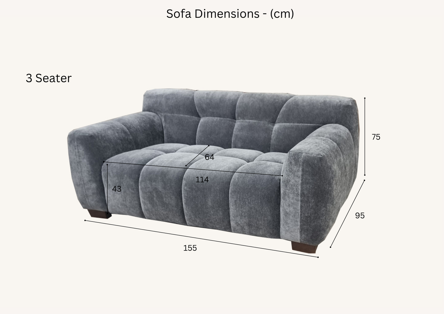 Aluxo - Harlem Sofa Range in Steel Velvet