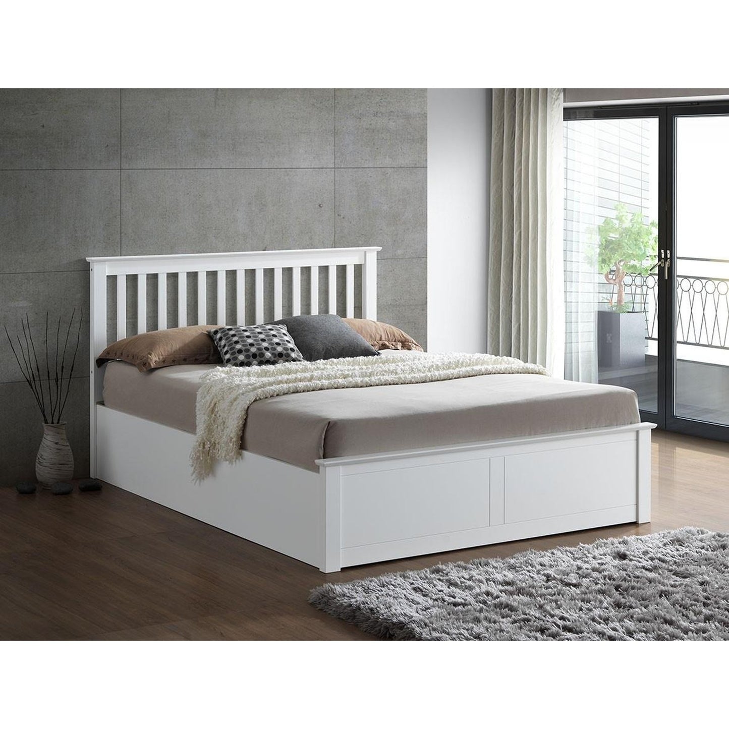 Malmo White Wooden Ottoman Bed