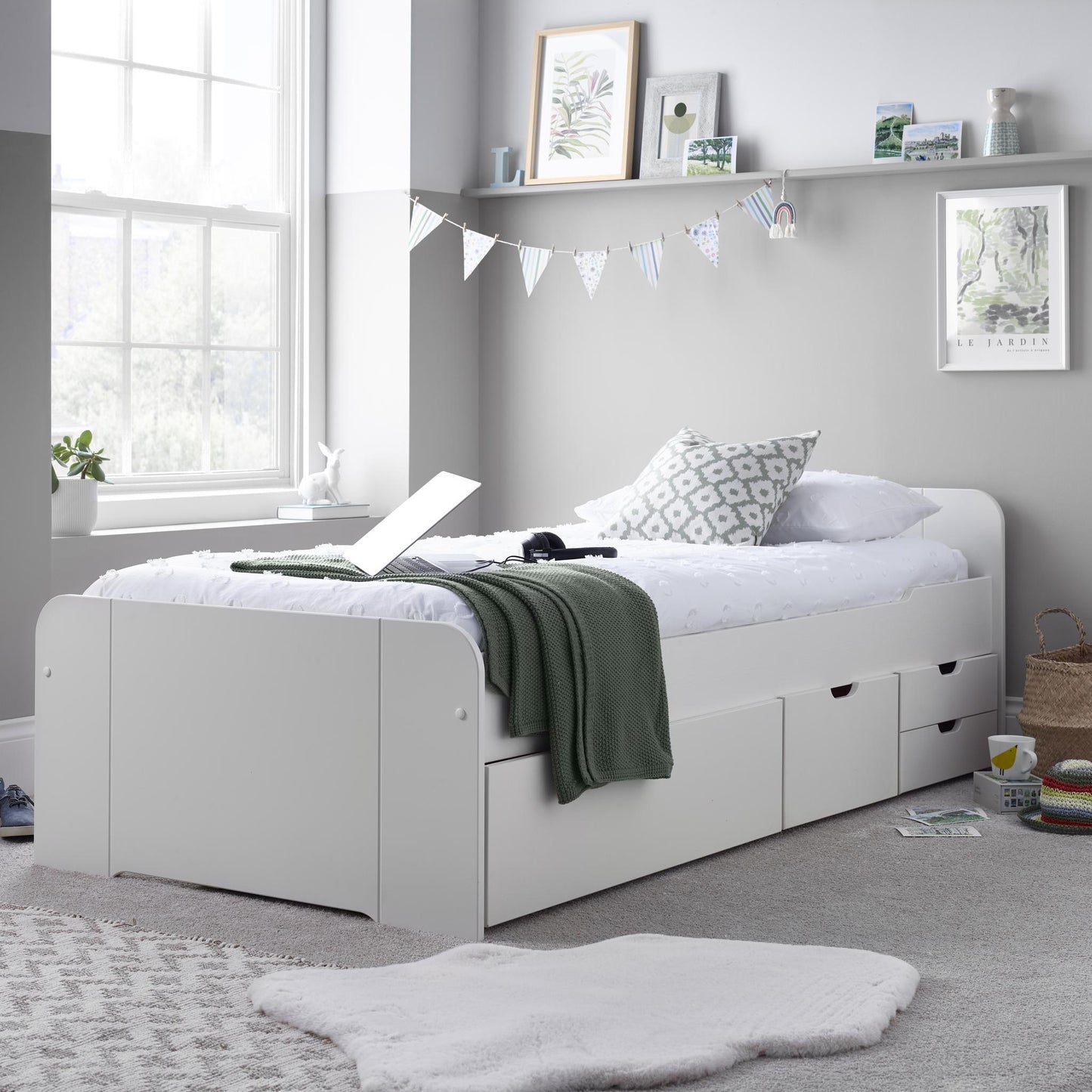 Trend White Wooden 4 Drawer Storage Bed