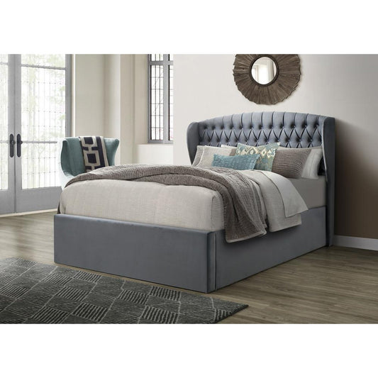 Warwick Grey Velvet Ottoman Bed