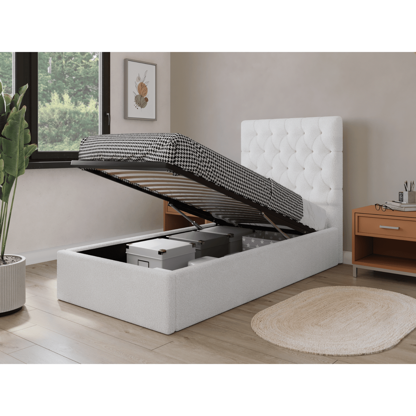 Milan - Boucle - Single Bed - Cream