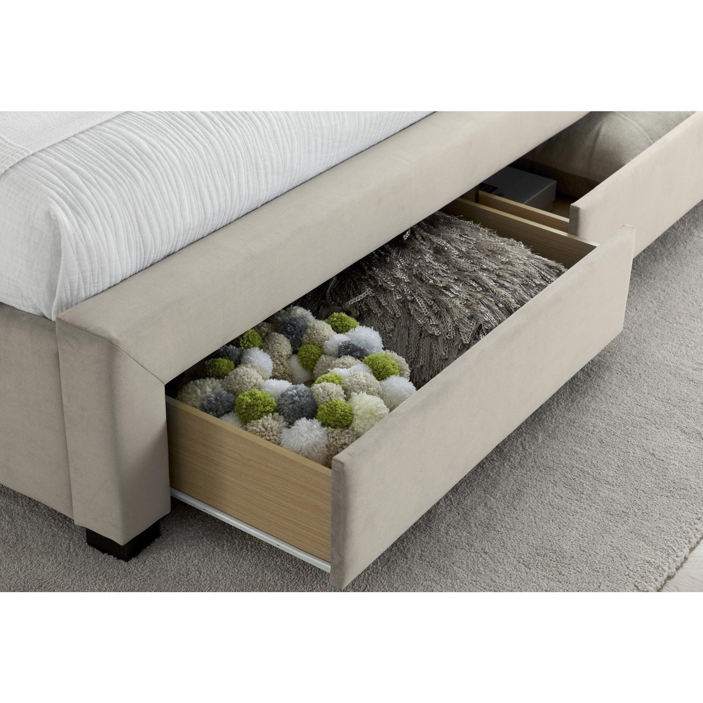 Newton Warmstone Velvet 4 Drawer Storage Bed