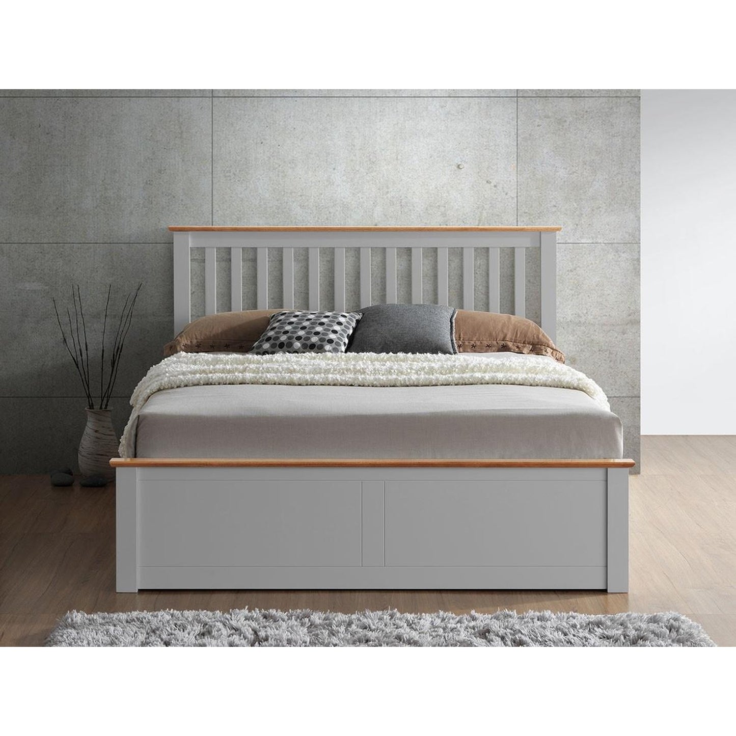 Malmo Pearl Grey Wooden Ottoman Bed