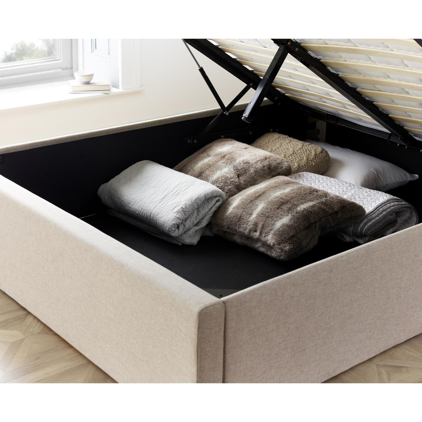 Wilson - Fabric Ottoman Bed - Oatmeal