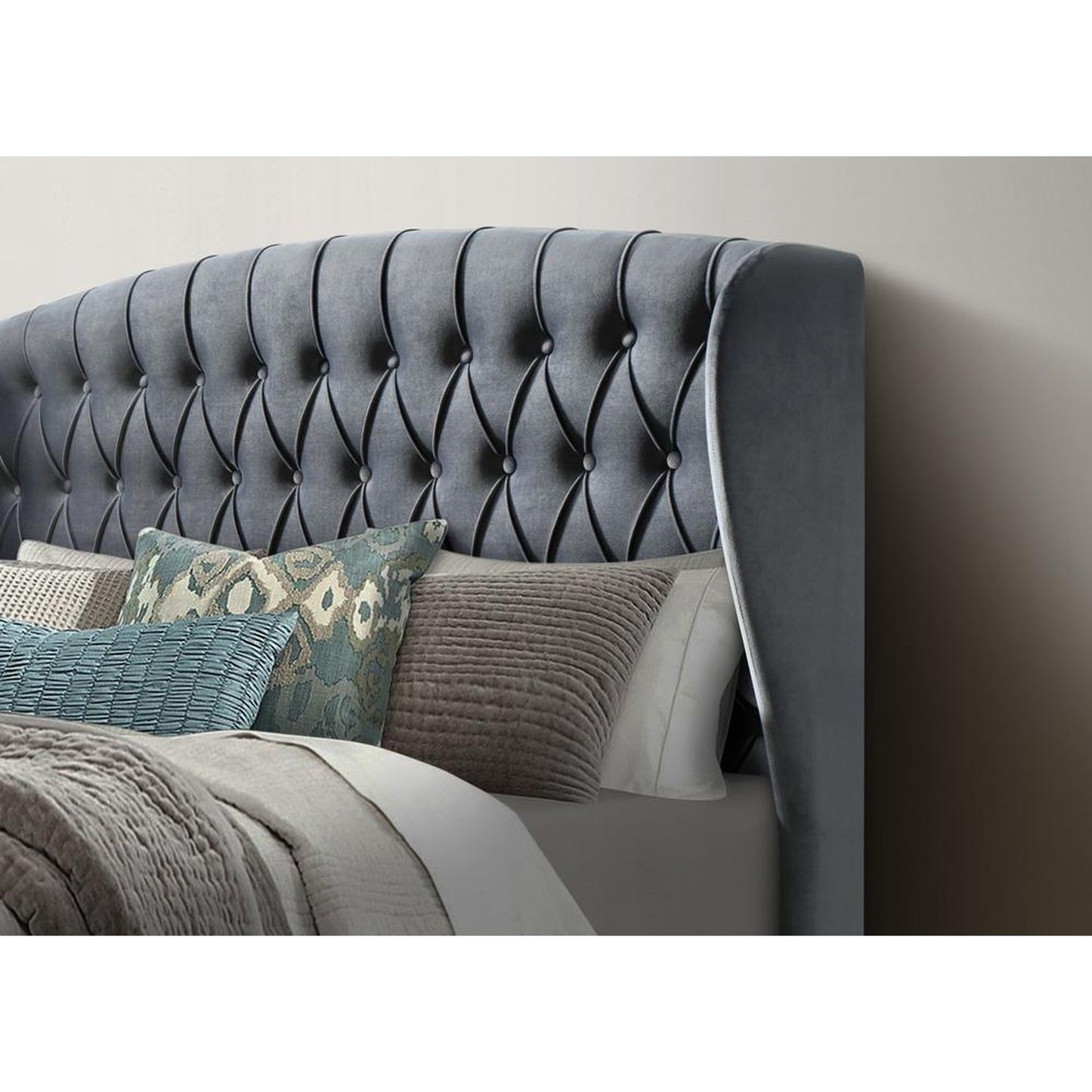 Warwick Grey Velvet Ottoman Bed