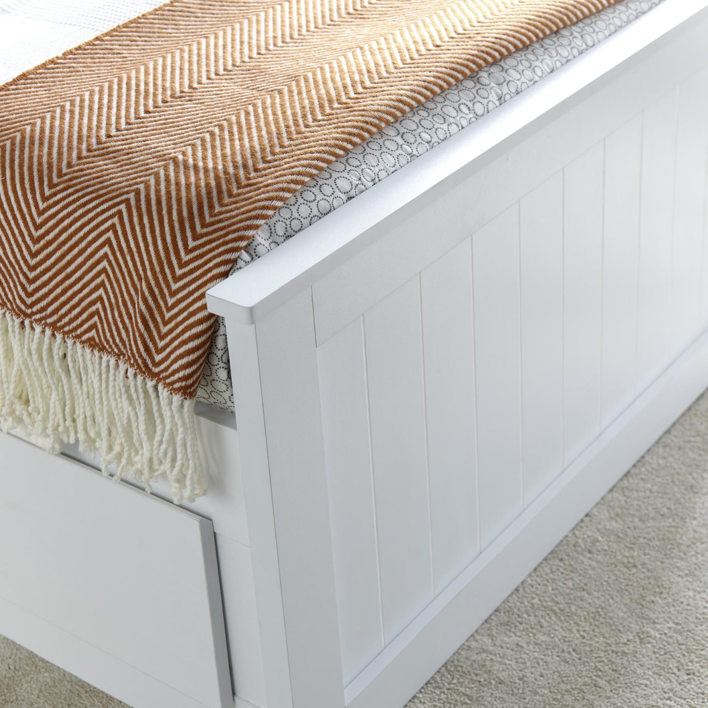 Enzo - Wooden 3 Drawer - Storage Bed - White