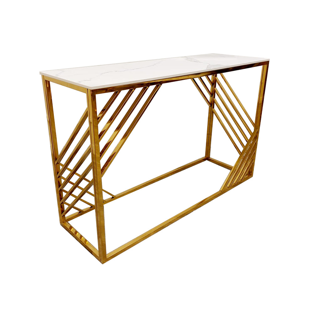 Azure - Gold Console Table with Polar White Sintered Top