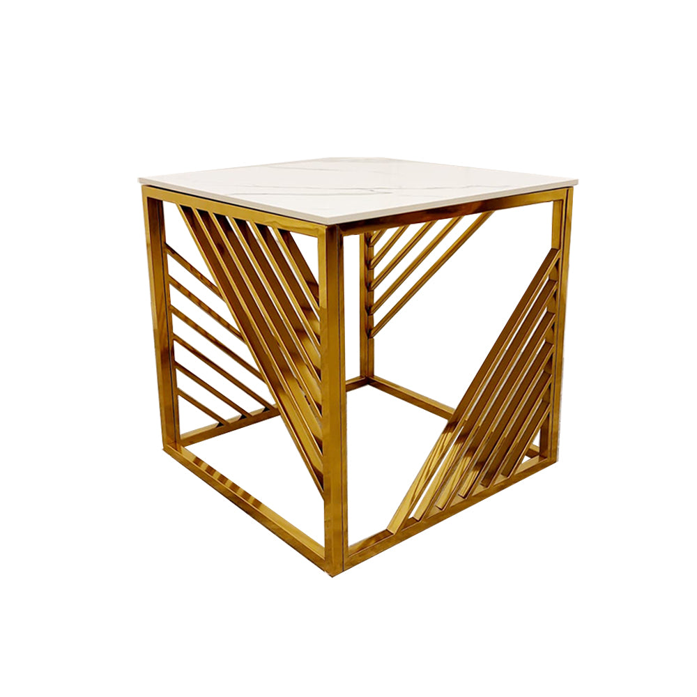 Azure - Gold Lamp Table with Polar White Sintered Top