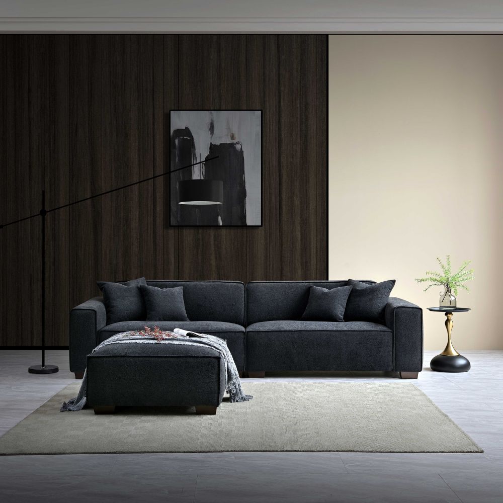 Aluxo - Dakota 3 seater with Chaise in Midnight Boucle 