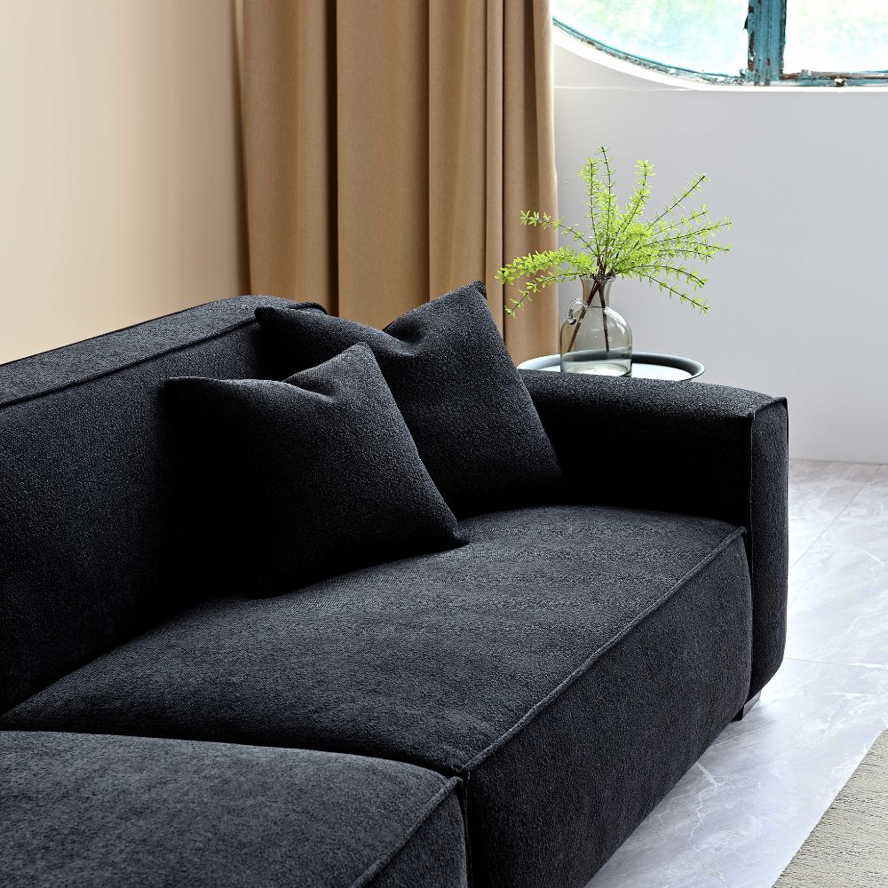 Aluxo - Dakota 3 seater with Chaise in Midnight Boucle 