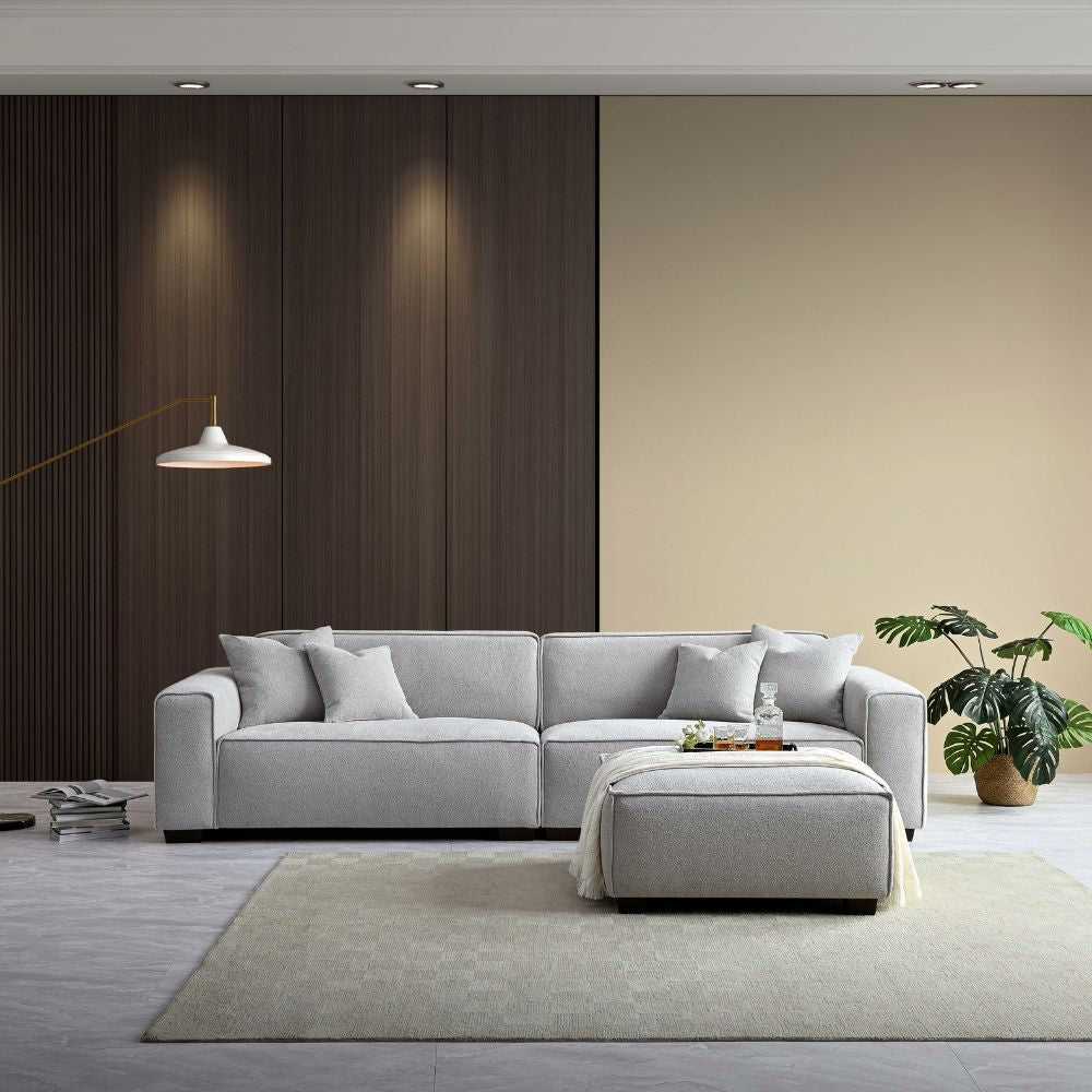 Aluxo - Dakota 3 seater with Chaise in Pebble Boucle