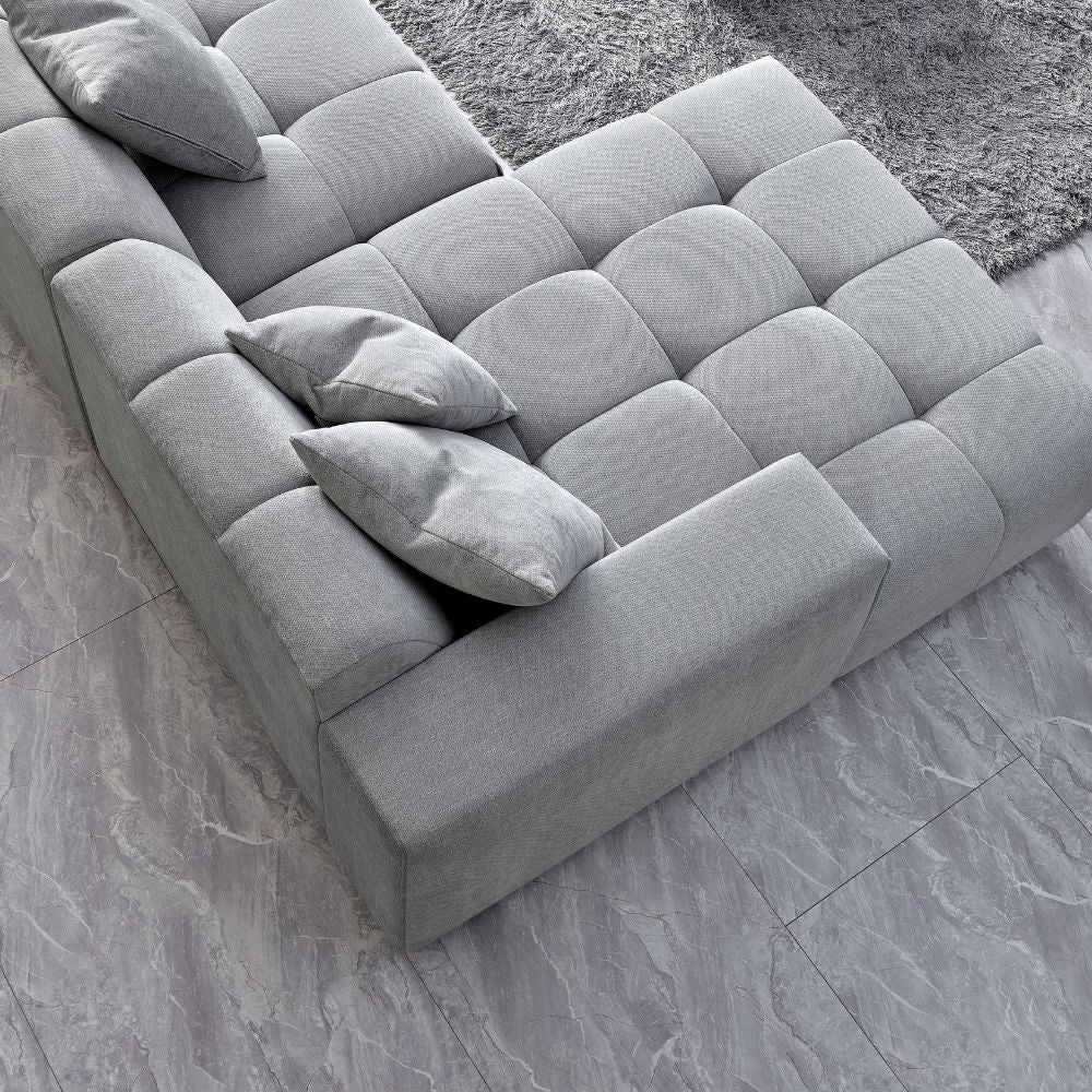 Aluxo - Leonard Left Hand Corner in Cloudy Grey Boucle 