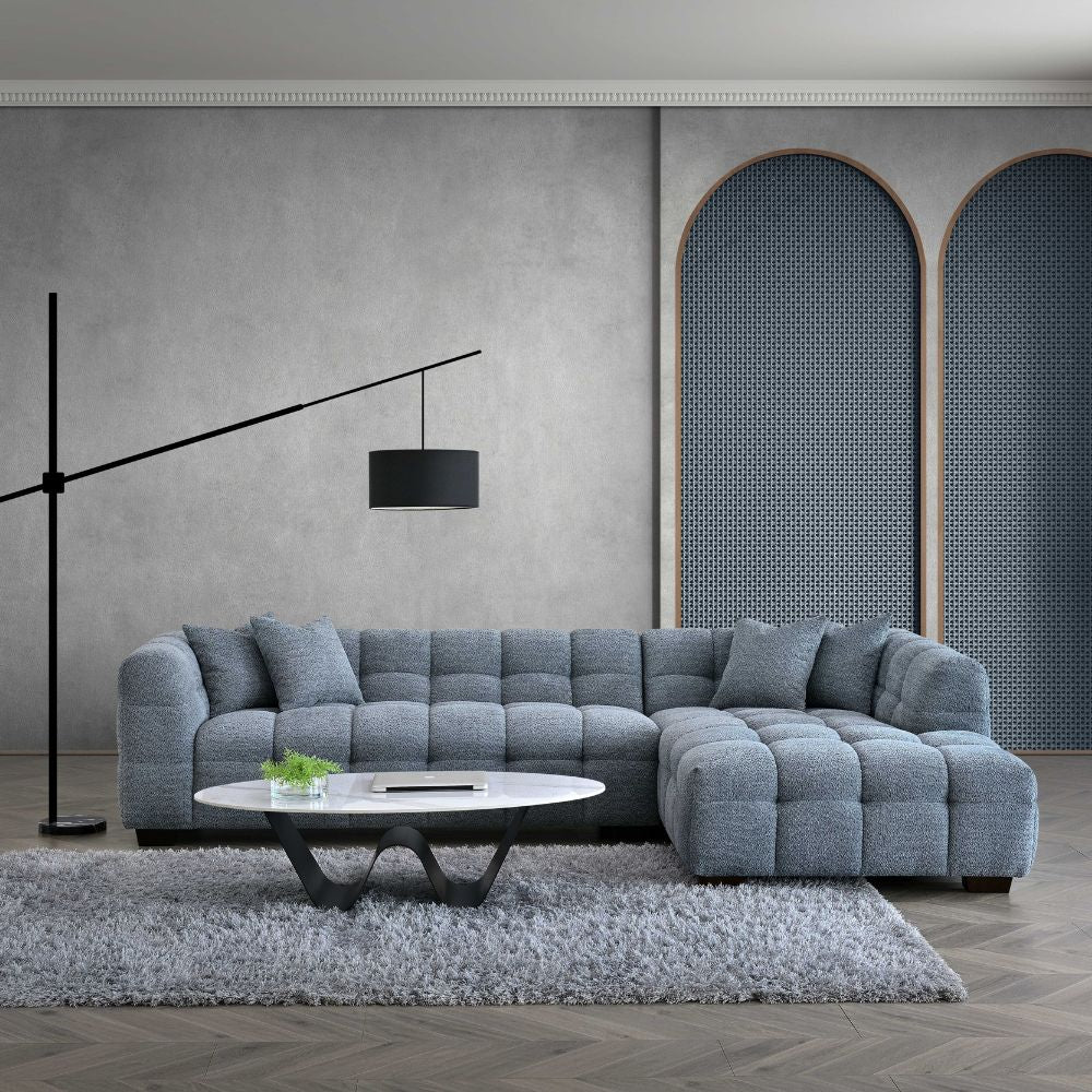 Aluxo - Tribeca Corner in Iron Boucle Fabric