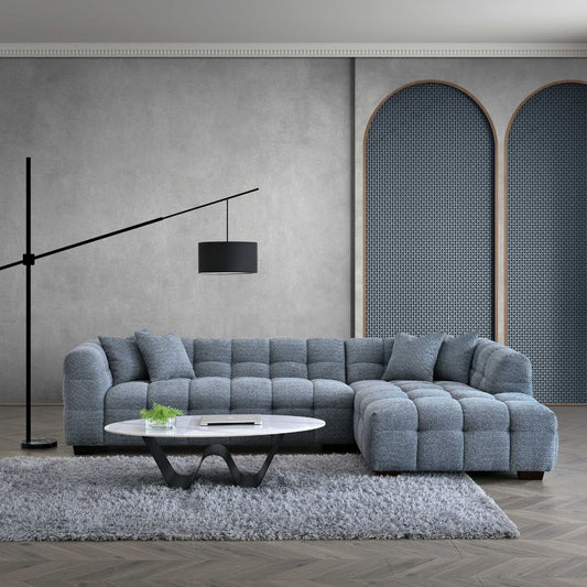 Aluxo - Tribeca Corner in Iron Boucle Fabric