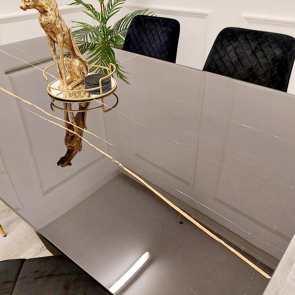 Apollo - 1.6m Black Dining Table with Black Sintered Stone 