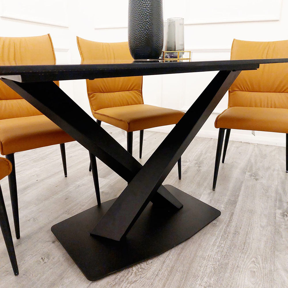 Apollo - 1.6m Black Dining Table with Black Sintered Stone 