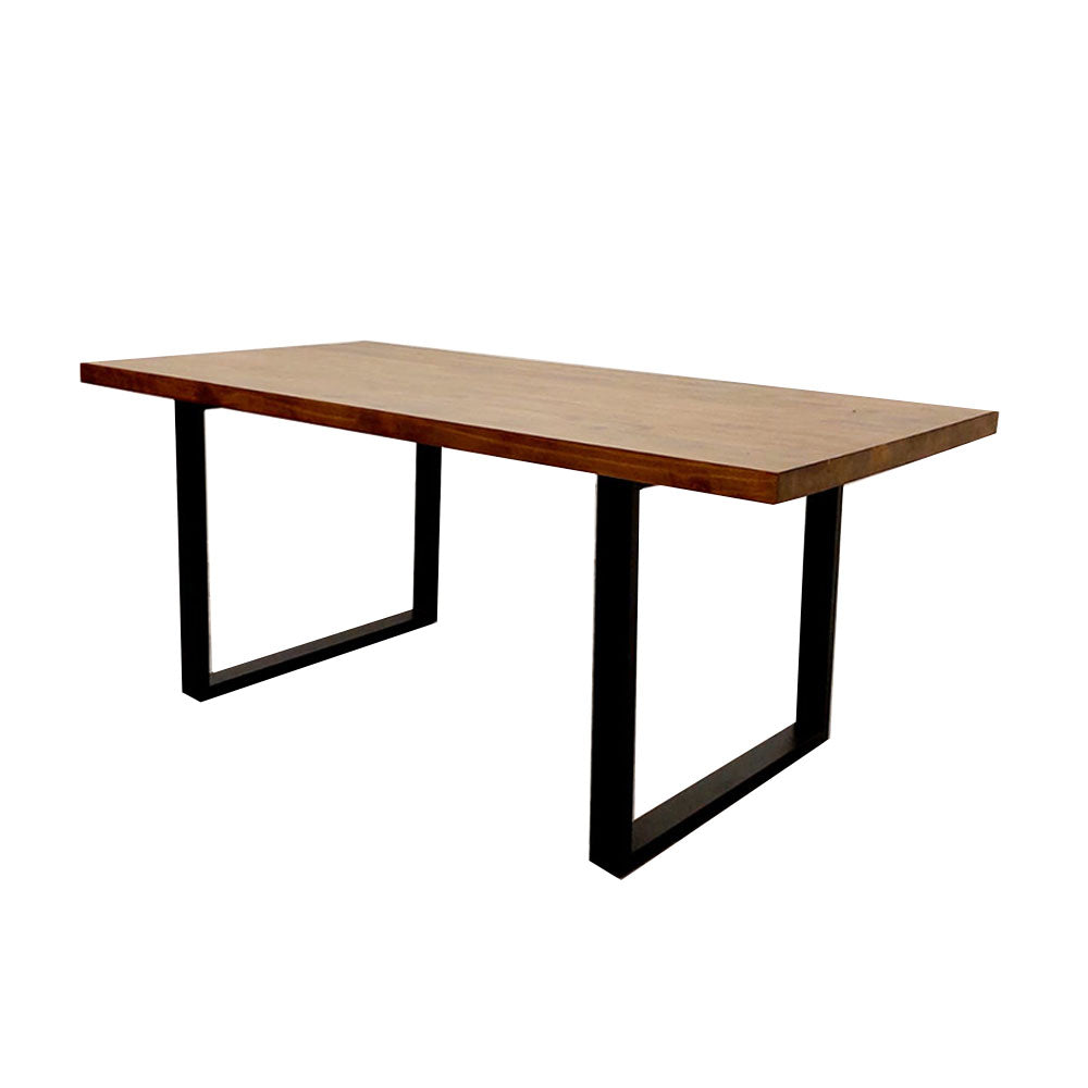 Freya - 1.8m Dining Table Solid Dark Pine wood with Matt Black Metal Legs