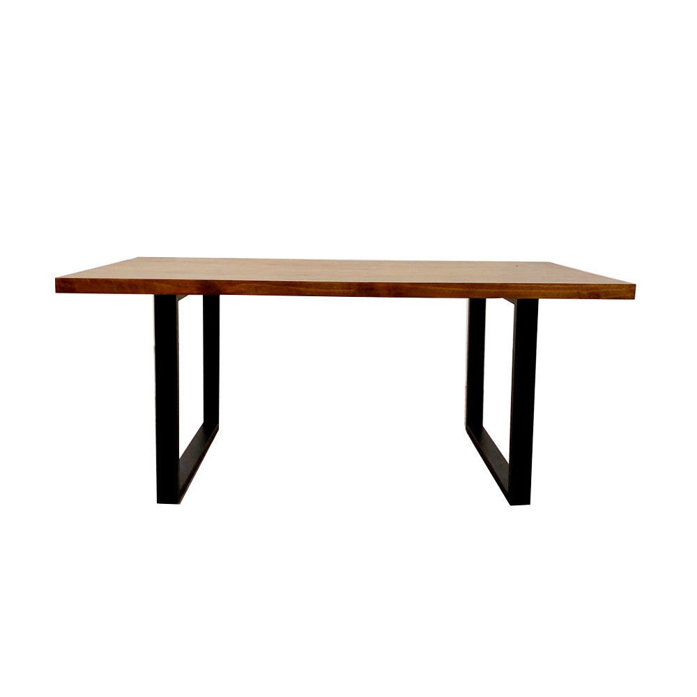 Freya - 1.8m Dining Table Solid Dark Pine wood with Matt Black Metal Legs