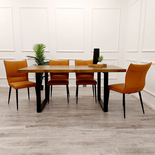 Freya - 1.8m Dining Table with 4 Flora Tan Chairs