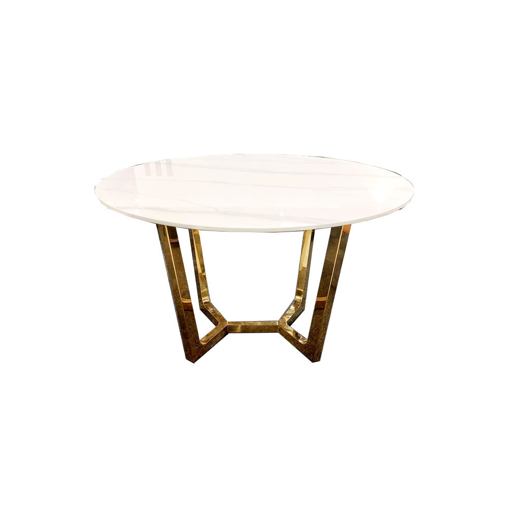 Lucien - Gold 1.2m Round Dining Table with Sintered Stone Top