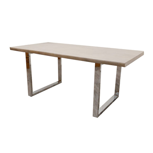 Freya - 1.8m Dining Table Solid Light Pine wood with Chrome Metal Legs 