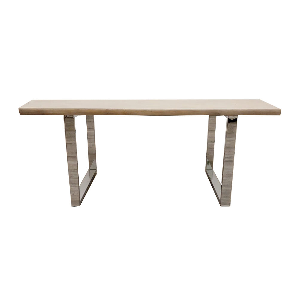 Freya - 1.8m Dining Table Solid Light Pine wood with Chrome Metal Legs 