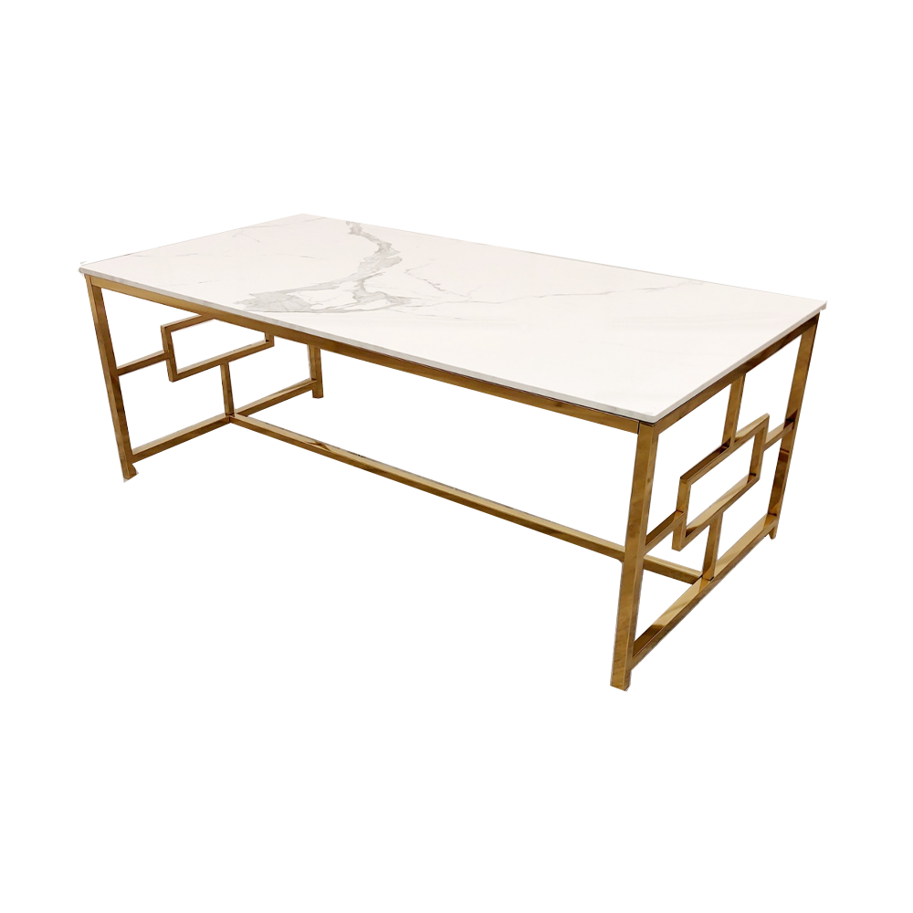 Geo - Gold Coffee Table with Polar White Sintered Top