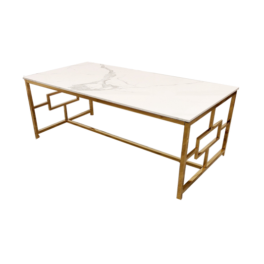 Geo - Gold Coffee Table with Polar White Sintered Top