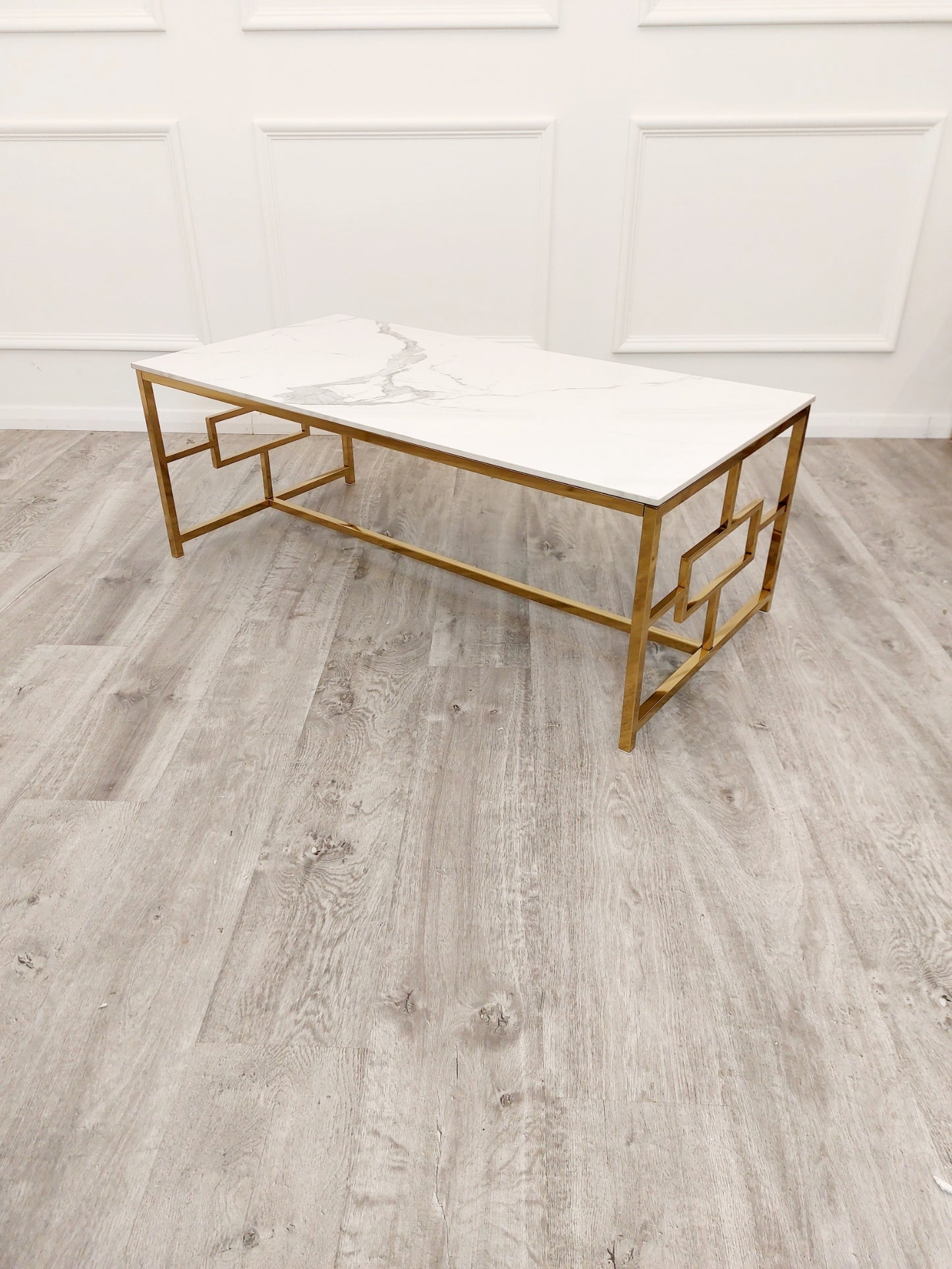 Geo - Gold Coffee Table with Polar White Sintered Top