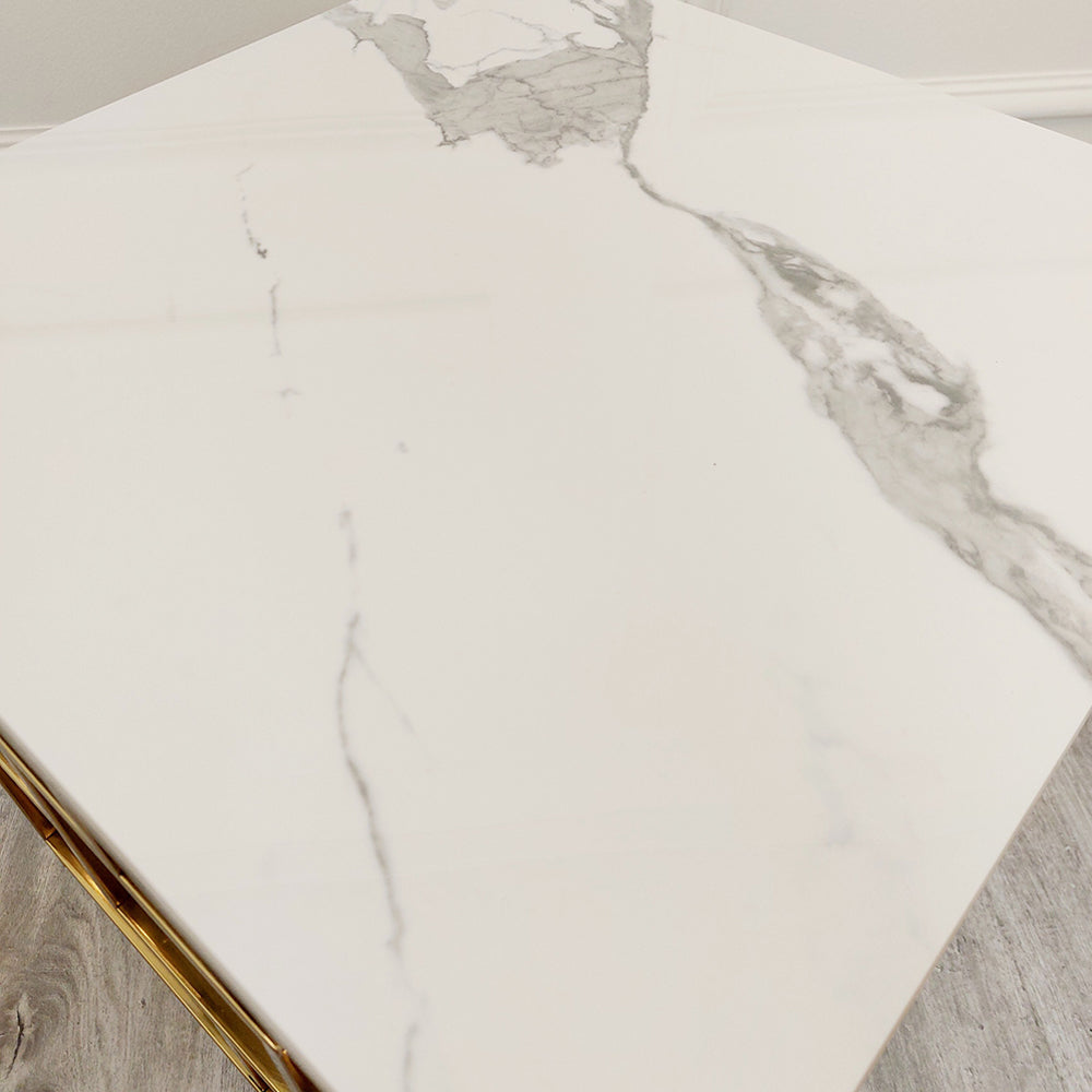 Geo - Gold Lamp Table with Polar White Sintered Top 