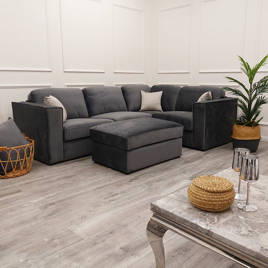 Hudson - 3 & 2 Seater Sofa with fixed back cushion - Steel 