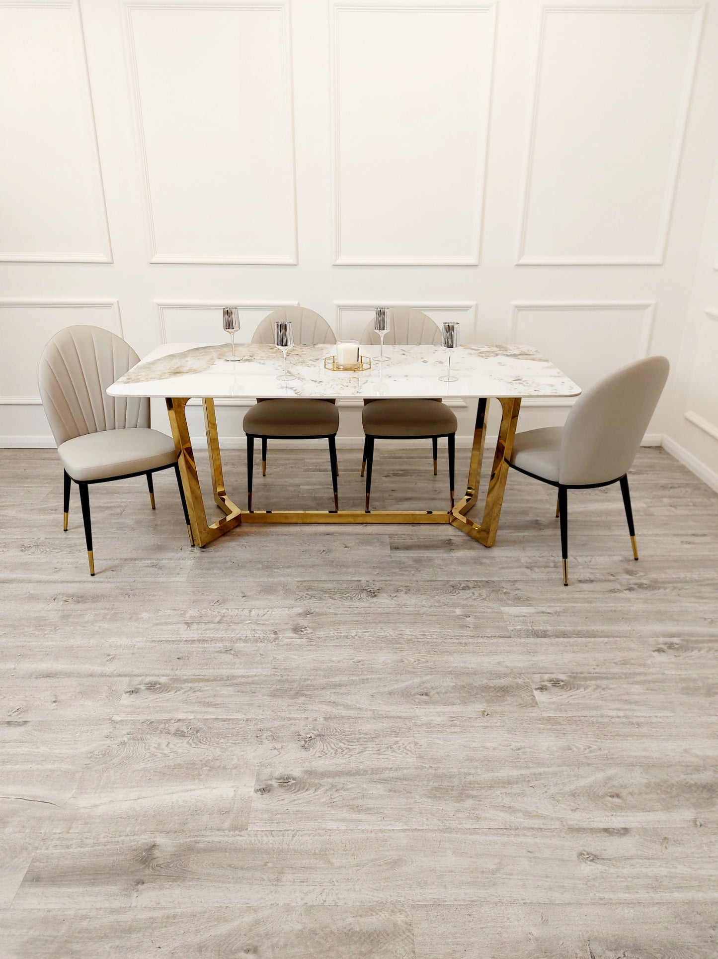 Lucien - Gold Dining Table with Pandora Gold Sintered Stone Top - 1.8m