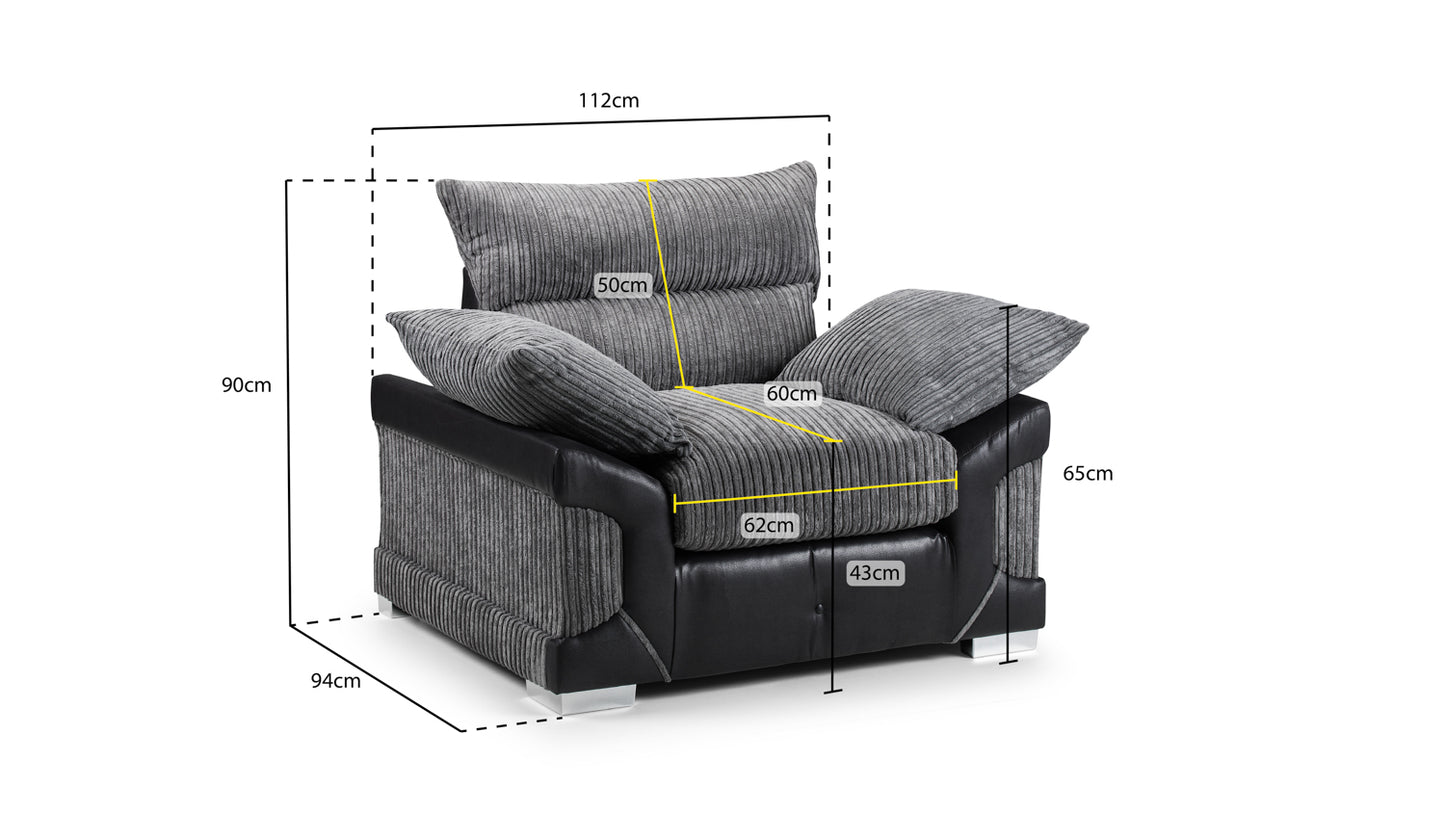 Logan - Sofa - Black/Grey