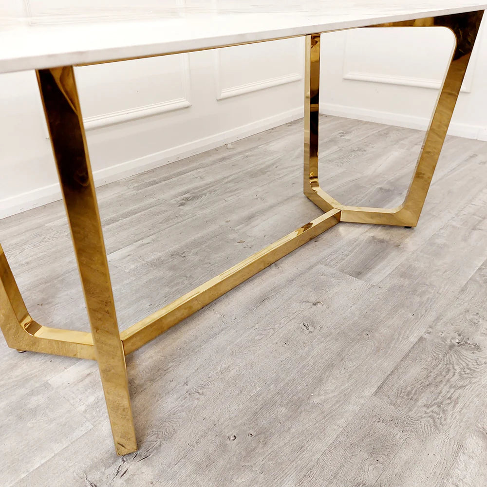 Lucien - Gold Dining Table with Pandora Gold Sintered Stone Top - 1.8m 