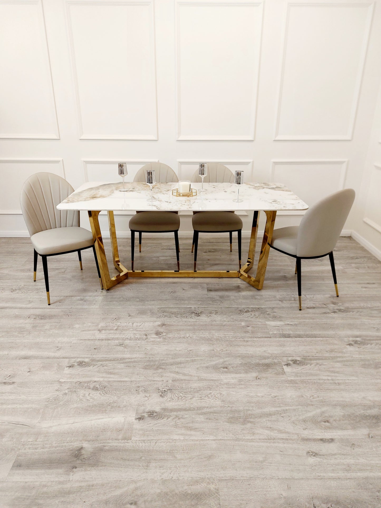 Lucien - Gold Dining Table with Pandora Gold Sintered Stone Top - 1.8m 