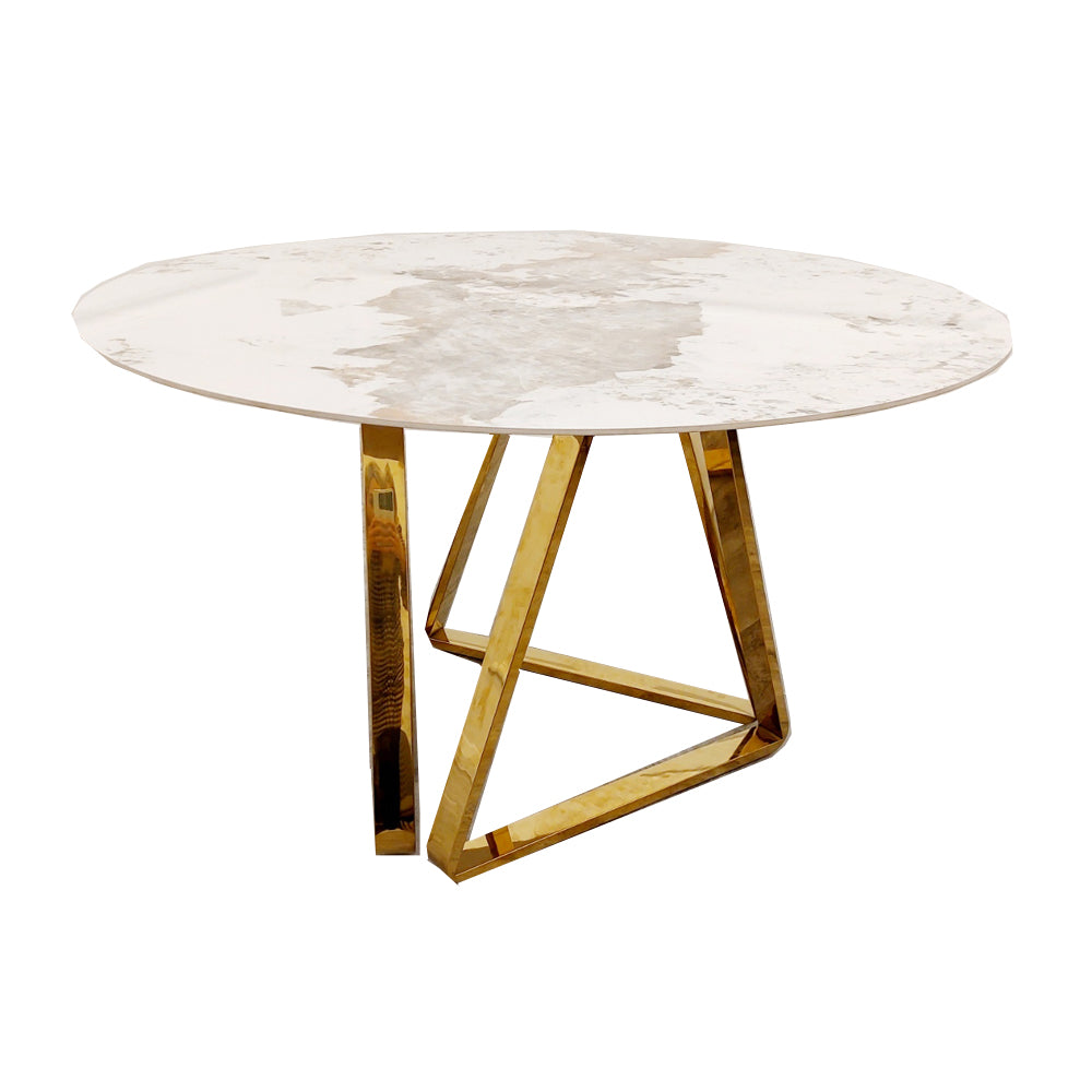 Nero - Gold 1.3m Round Dining Table with Sintered Stone Top