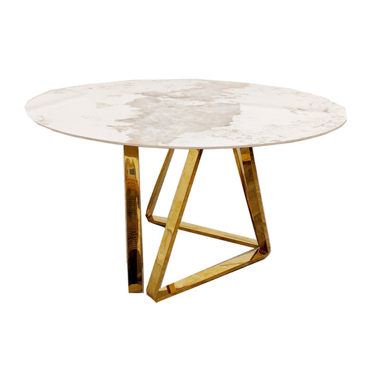 Nero - Gold 1.3m Round Dining Table with Sintered Stone Top