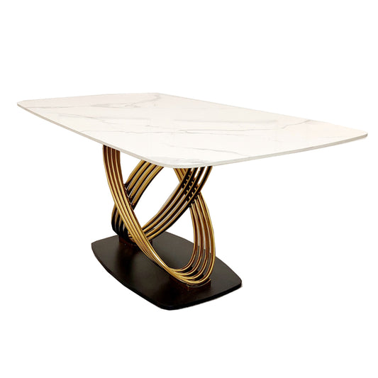 Orion - Gold 1.8m Dining Table with Polar White Sintered Stone Top