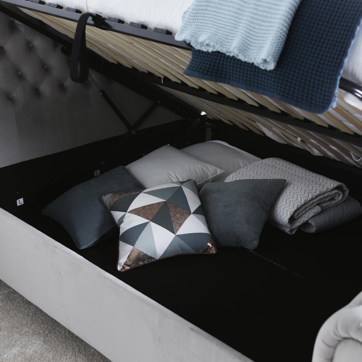 Osborne Grey Velvet Chesterfield Ottoman Bed 